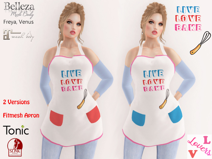 Lovers : Apron : Live Love Bake : Pink Apron