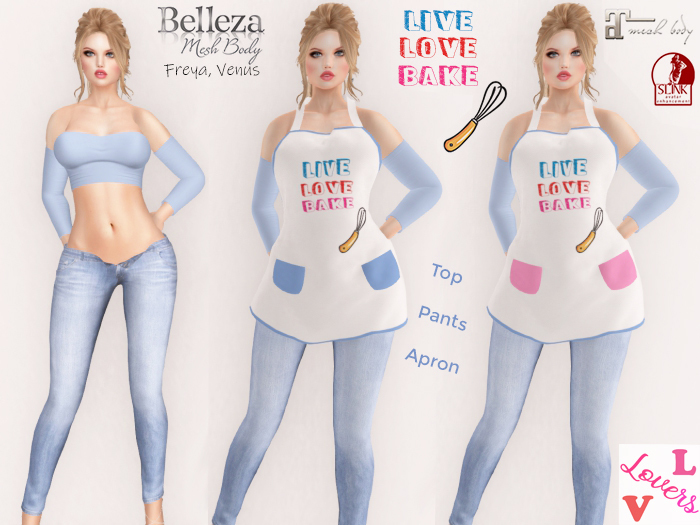 Lovers : Apron : Live Love Bake Outfit : Blue Top and Pants