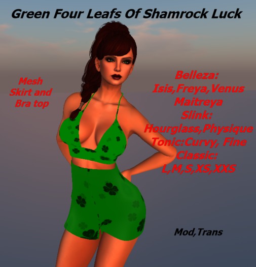 Green Four Leafs of Shamrock Luck