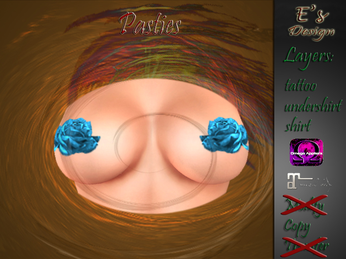 Pasties Roses blue E's Design