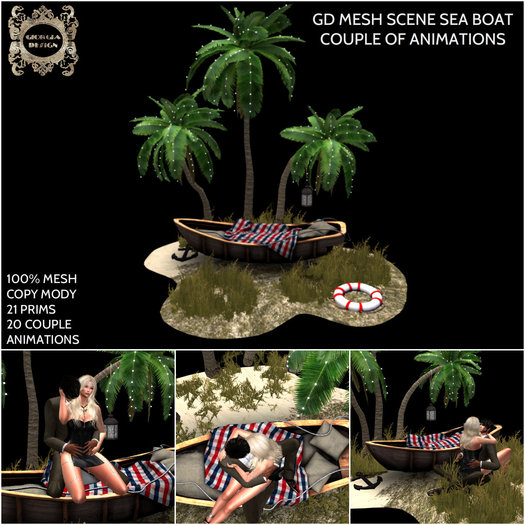 GD MESH SCENE SEA BOAT COUPLE OF ANIMATION