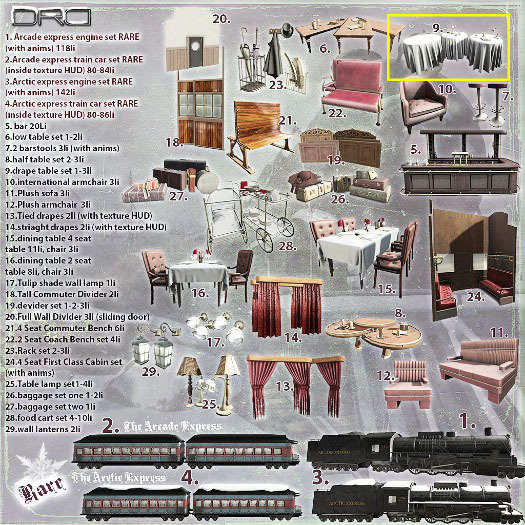 9 -DRD- AE - Train Car - Drape Table Set 1