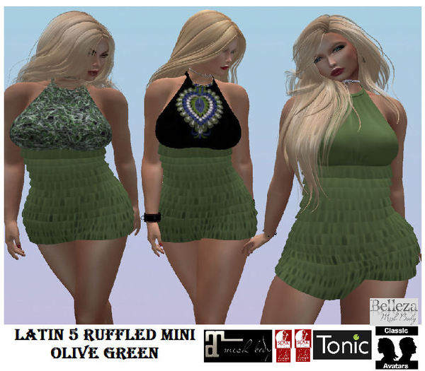 *MM* Ruffled Mini Dress Latin 5 - Olive Greens