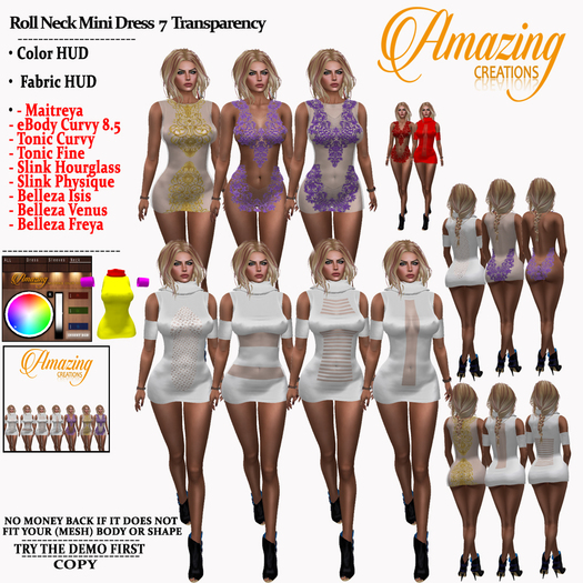 AmAzInG CrEaTiOnS Roll Neck Mini Dress  7  Transparency