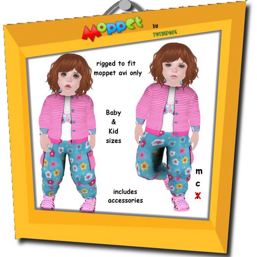 Moppet Pink Striped Cardigan Flower Harem Pants Set