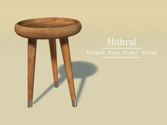 Mithral * Wooden Dish Plant Stand (Light Wood)