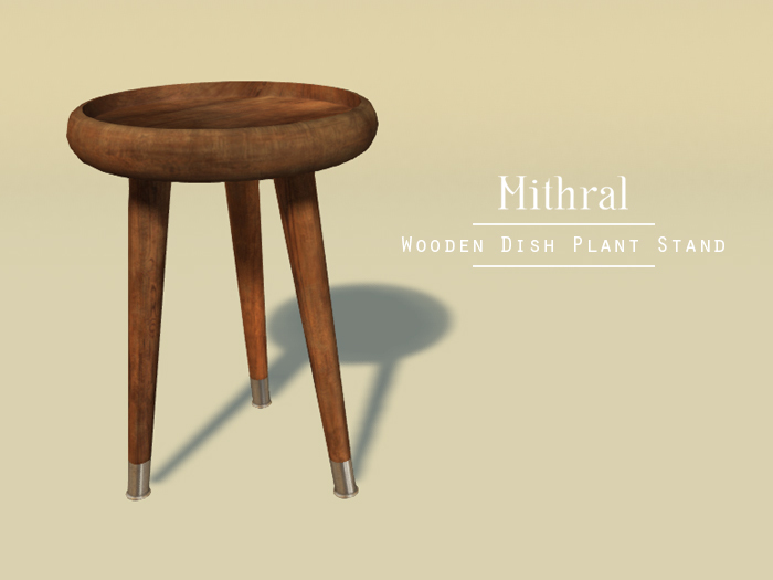 Mithral * Wooden Dish Plant Stand (Medium Wood)