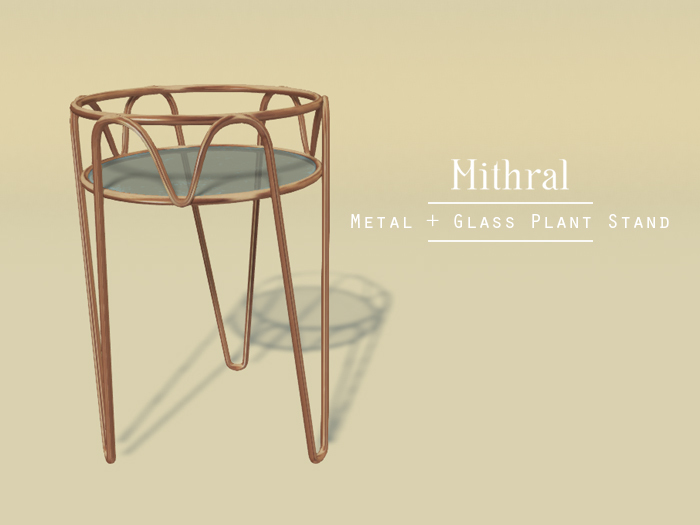 Mithral * Metal + Glass Plant Stand (Rose Gold)