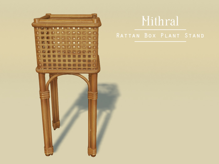 Mithral * Rattan Box Plant Stand (Light Wood)