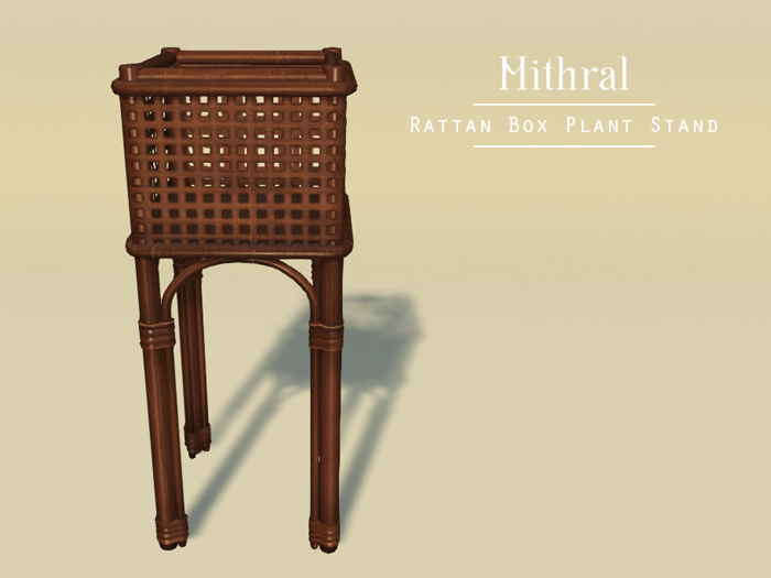 Mithral * Rattan Box Plant Stand (Dark Wood)