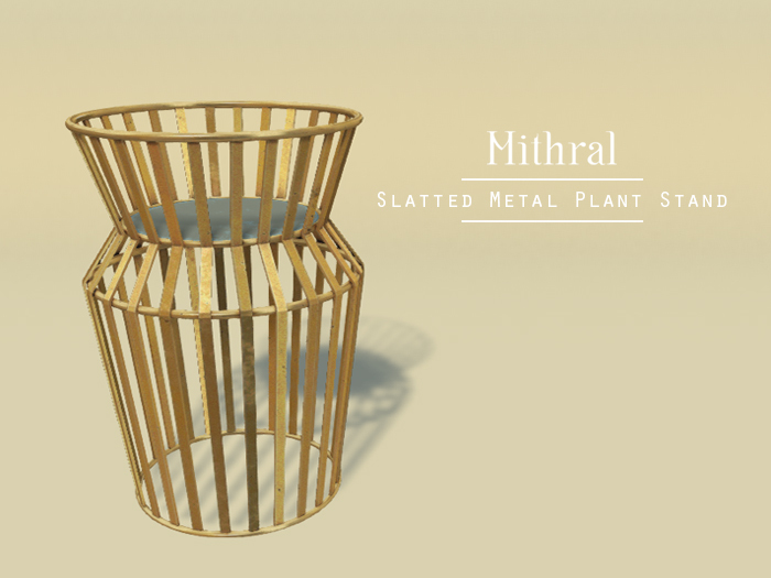 Mithral * Slatted Metal Plant Stands (Gold)