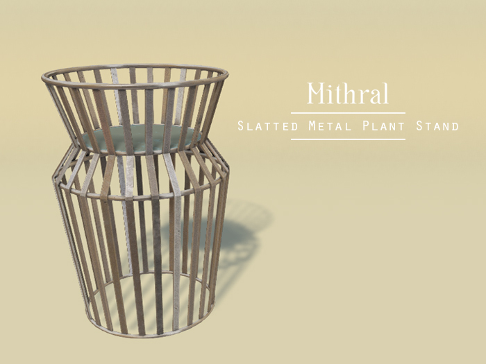 Mithral * Slatted Metal Plant Stands (Silver)