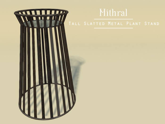 Mithral * Tall Slatted Metal Plant Stand (Black)