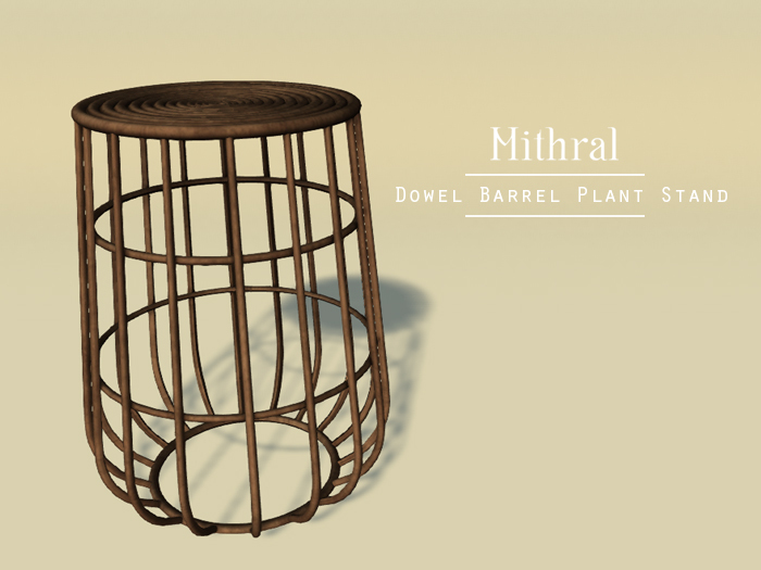 Mithral * Dowel Barrel Plant Stand (Dark Wood)