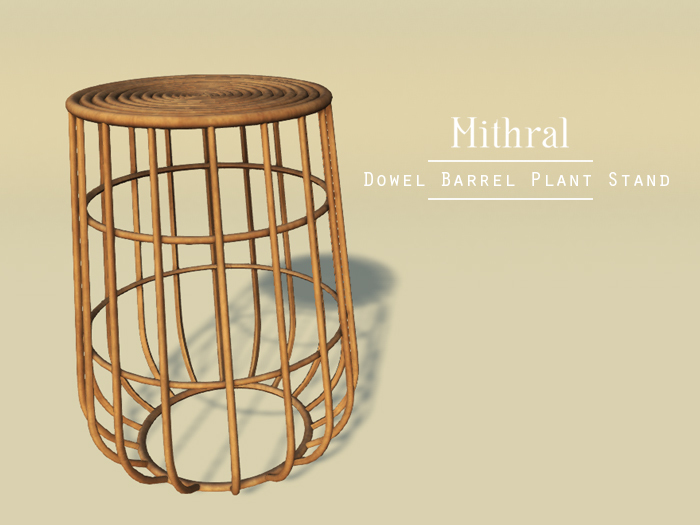 Mithral * Dowel Barrel Plant Stand (Medium Wood)