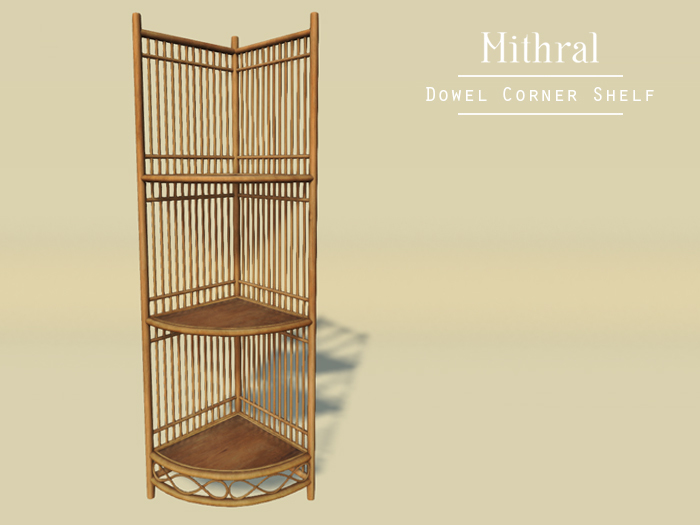 Mithral * Dowel Corner Shelf (Medium Wood)