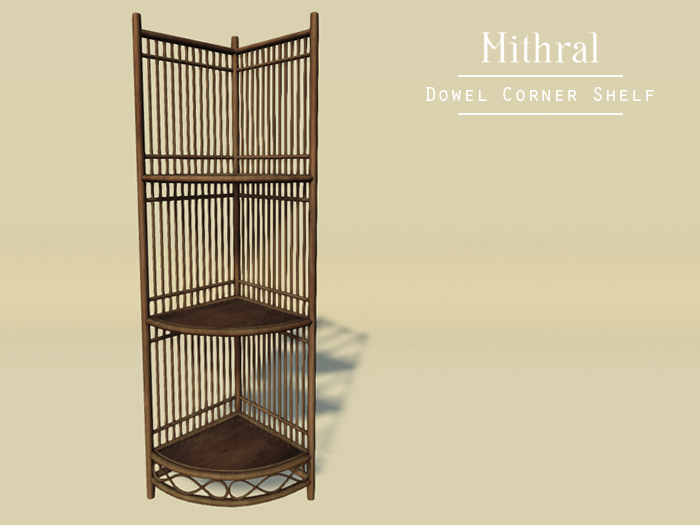 Mithral * Dowel Corner Shelf (Dark Wood)