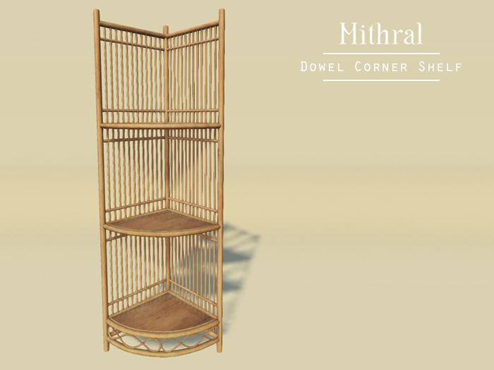 Mithral * Dowel Corner Shelf (Light Wood)