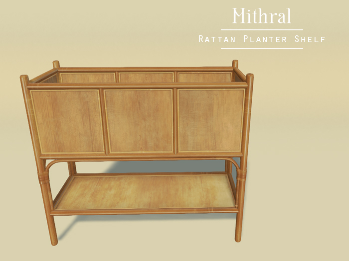 Mithral * Rattan Planter Shelf (Light Wood)