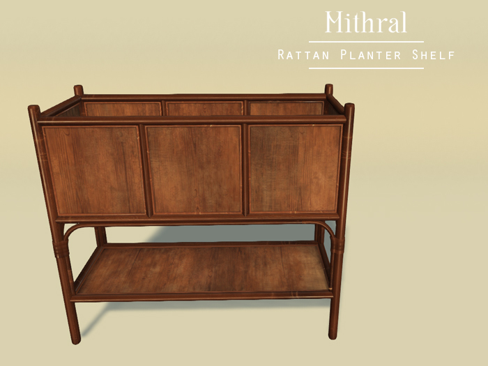 Mithral * Rattan Planter Shelf (Dark Wood)