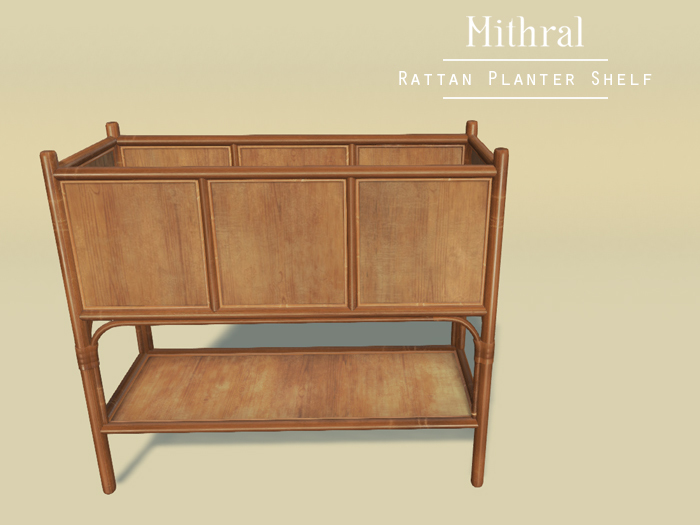 Mithral * Rattan Planter Shelf (Medium Wood)