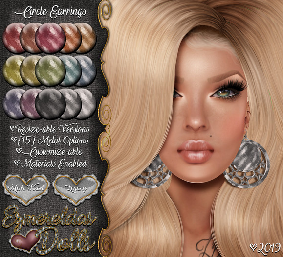 -{E's Dolls} Circle Earrings {Gilded Stars}-{02-21-2019}