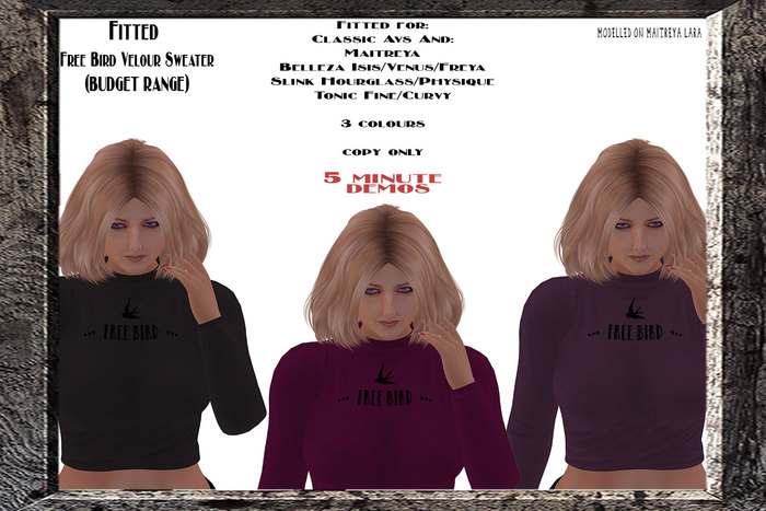 Fitted Free Bird Velour Sweater DEMO