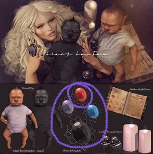 [Black Bantam] A Witches Gem Choker & Ring Crimson