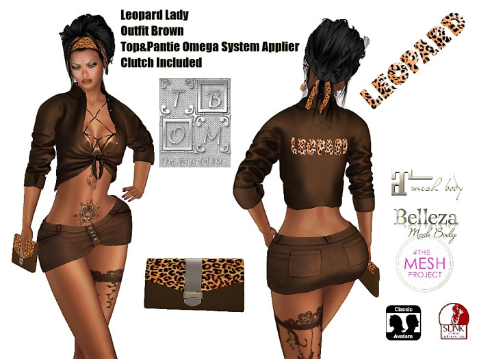 Leopard Lady Outfit Brown Clutch Included