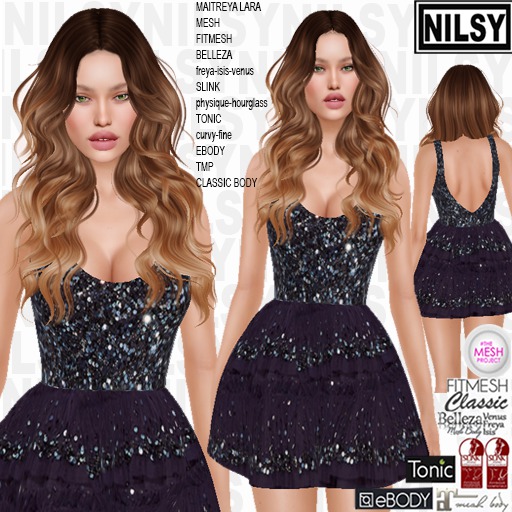 NILSY GLITTERED TANK TOP FLARED DRESS,ALL BODIES