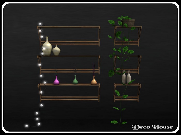 Livingroom Shelves Set With Dangling Lights