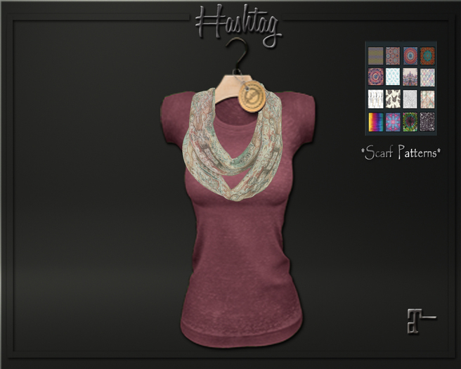 HashTag - Burn Out Tee & Scarf - Maroon  (BOX) ADD ME