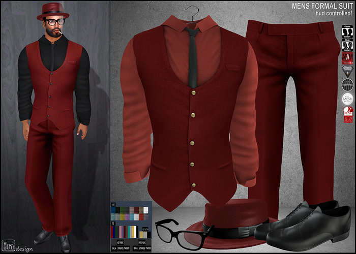:IN DESIGN:Men's Formal Suit :RED: HUD Controlled!DEMO