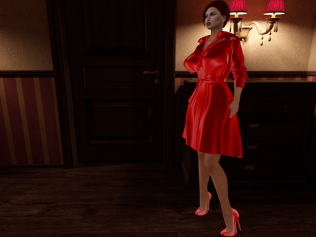 Second Life Marketplace - ~~NF~~Vintage Satin Coat Dress, Pumps, HUD (BOX)