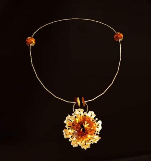 Gold Necklace with Citrine Flower