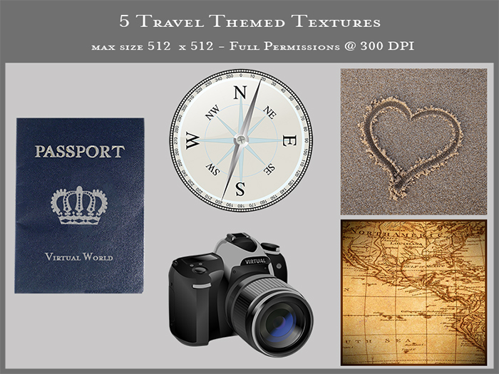 Travel Themed Textures - Full Perms - 5 pcs
