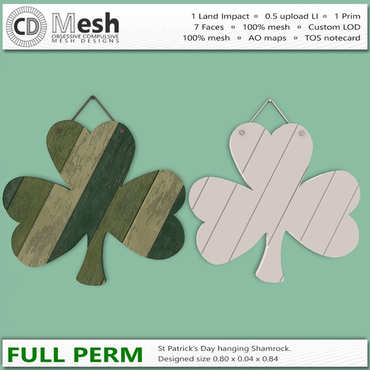 St Patrick's Day Hanging Shamrock [Full Perm | 100% Mesh]