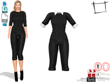 Dae Obj FBX  Black Rolled Sleeves Sweater White Shirt Under Black Capri Pants Leggings Outfit 