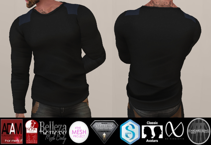 Second Life Marketplace - Black Shirt with Blue Pads - Mesh and Classic ...
