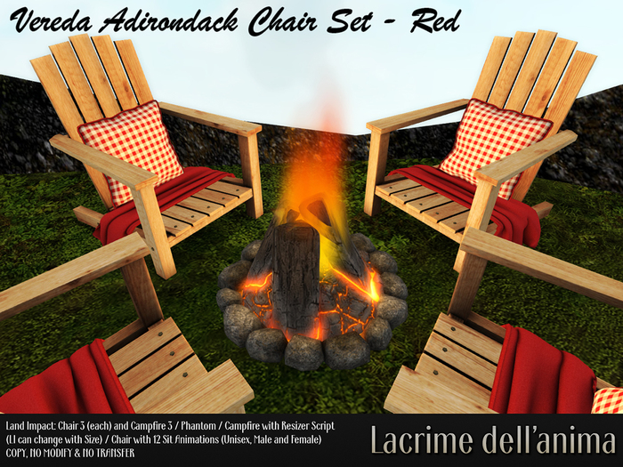 (BOX) Vereda Adirondack Chair Set - Red