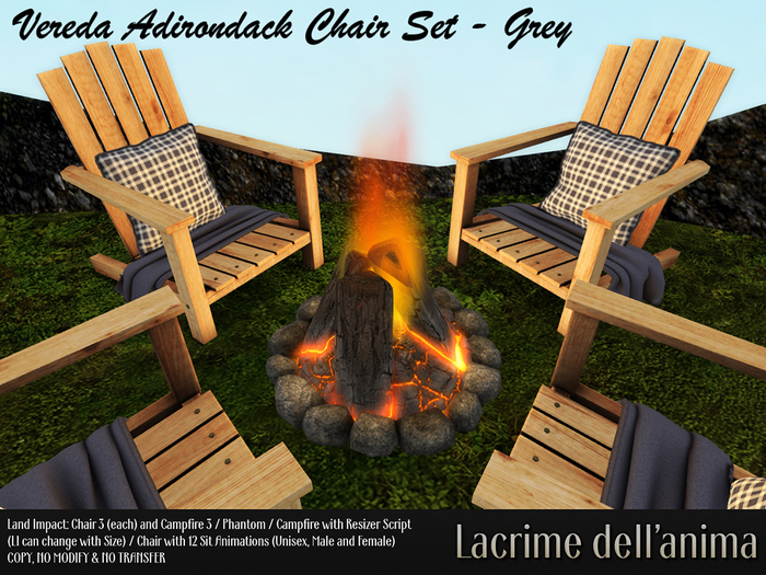 (BOX) Vereda Adirondack Chair Set - Grey