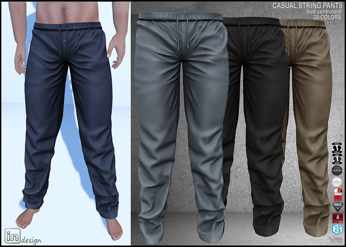 :IN DESIGN:Men's Casual String Pants 20 Colors.