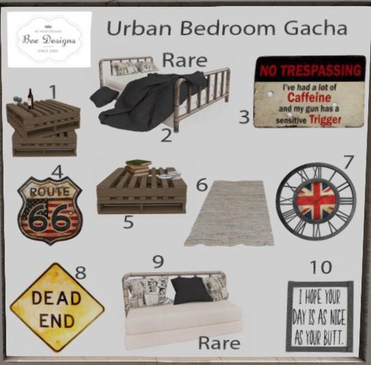 Bee Designs Urban Bedroom gacha 9 RARE