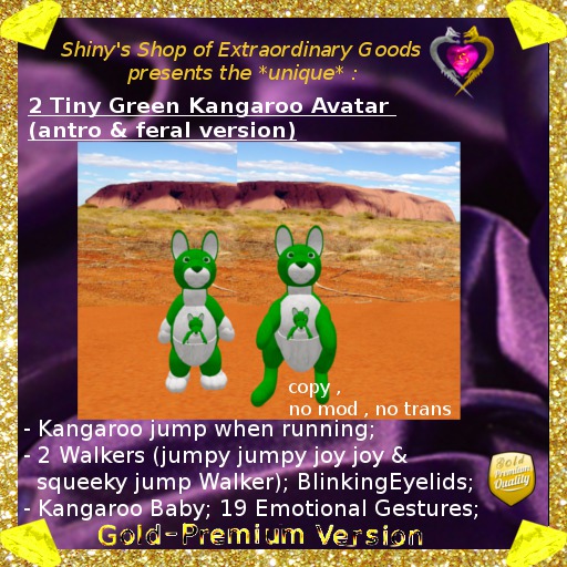 ^..^ Tiny green Kangaroo Avatar *cutest way of jumping around* *with different high jump run animation*