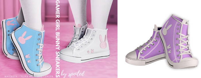 Spoiled - Gamer Girl Bunny Sneakers Flat & Tippy Toe Purple *Updated* for LaraX,Reborn,Legacy,Kupra & More