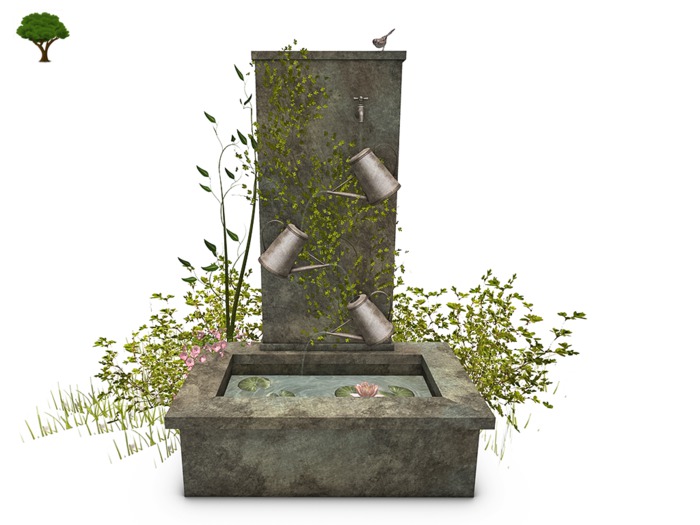 Second Life Marketplace xantes Old Watering Can Fountain Mesh (BOX)