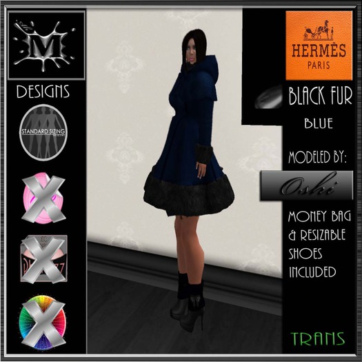 HERMES BLACK FUR BLUE OUTFIT (bagged)