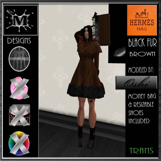 HERMES BLACK FUR BROWN OUTFIT (bagged)