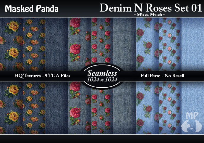 #03 Masked Panda - Denim N Roses Set 01