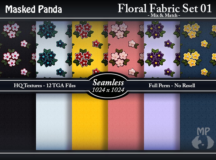 #01 Masked Panda - Floral Fabric Set 01